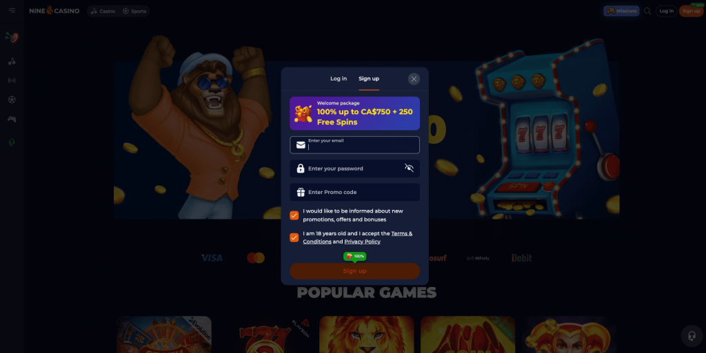 Nine Casino registration