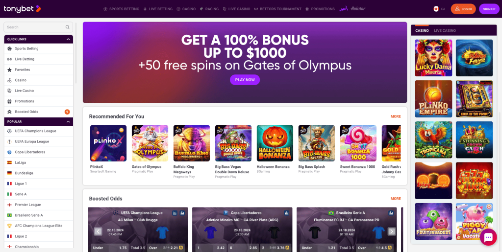 Tonybet Casino Canada