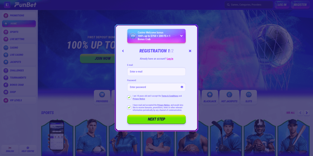 Funbet Casino Registration