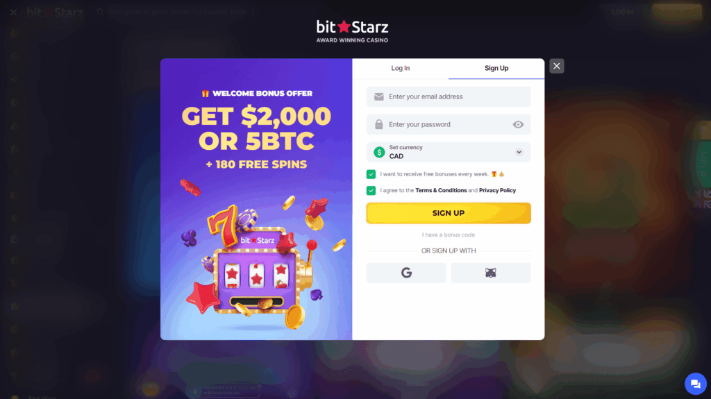 bitStarz casino registration