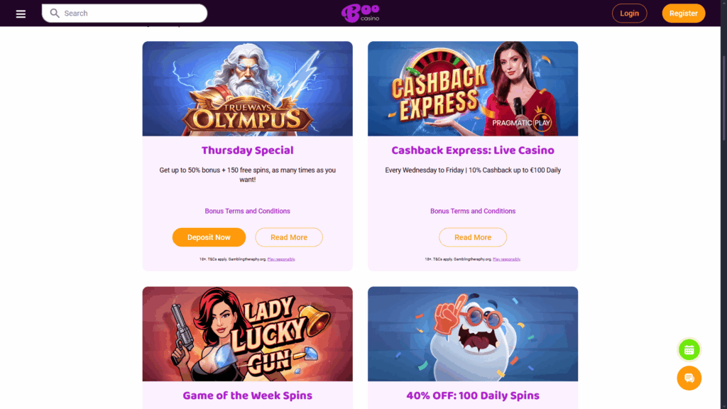 Boo casino bonuses