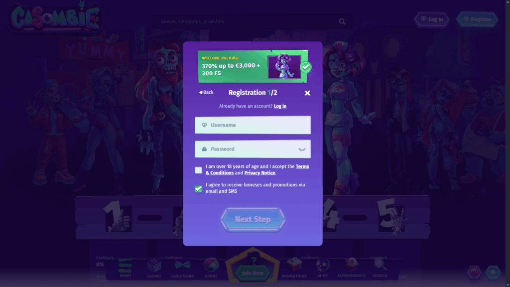 Casombie casino registration