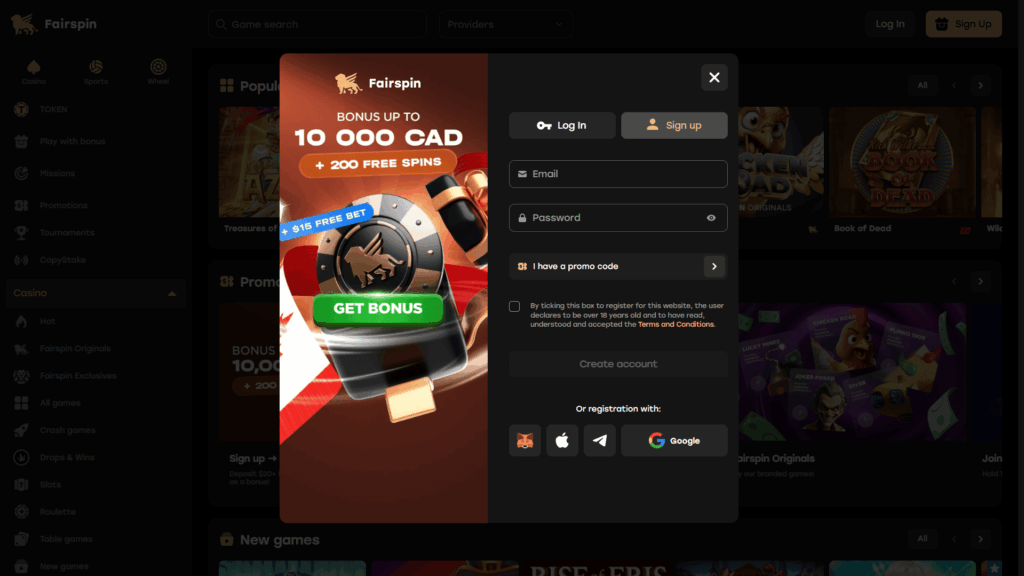 Fairspin casino registration