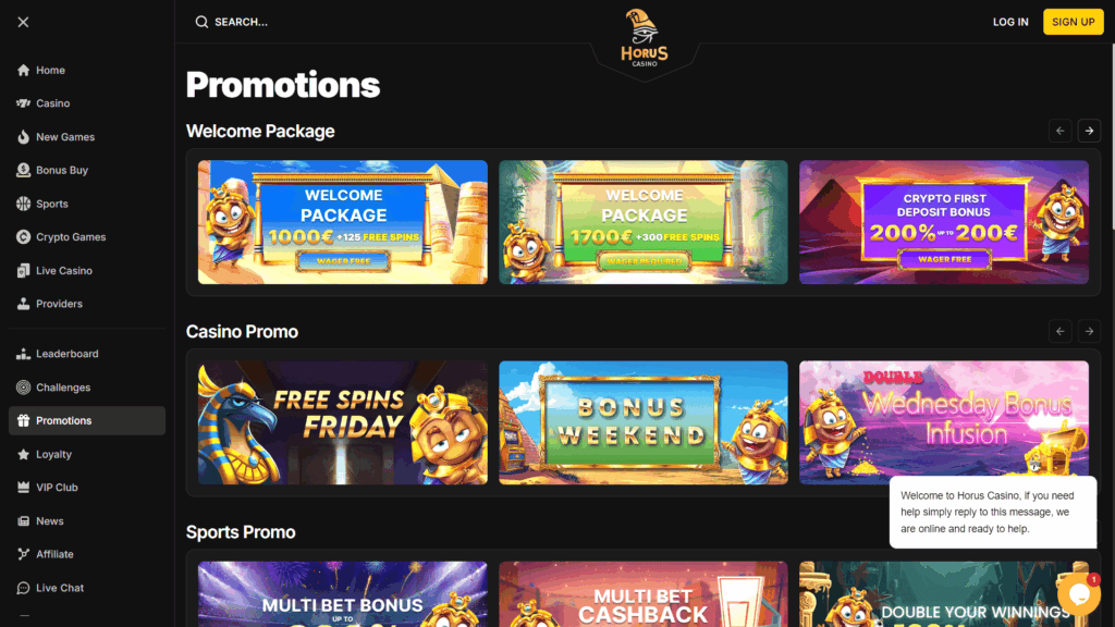 Horus casino bonuses