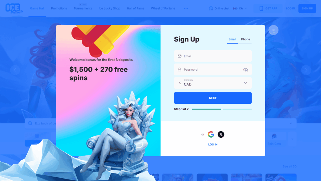 Ice casino registration