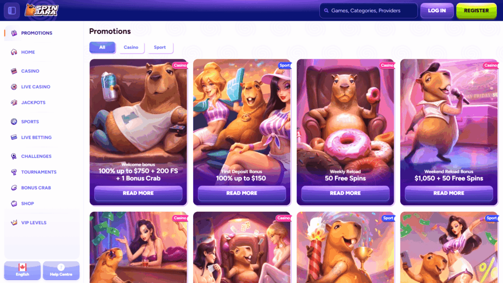 Spinbara casino bonuses