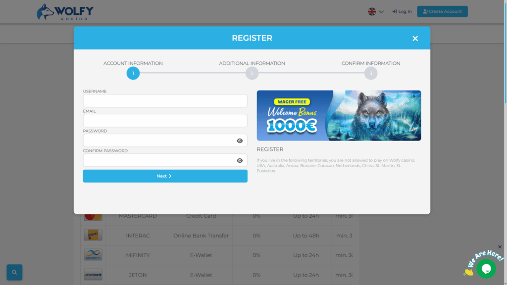 Wolfy casino registration