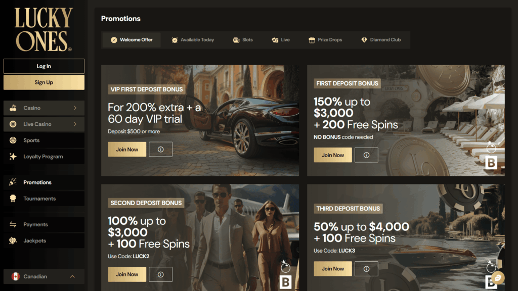 Lucky Ones casino bonuses