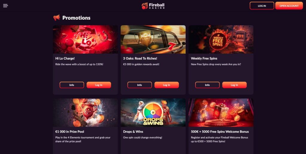Fireball Casino Bonuses