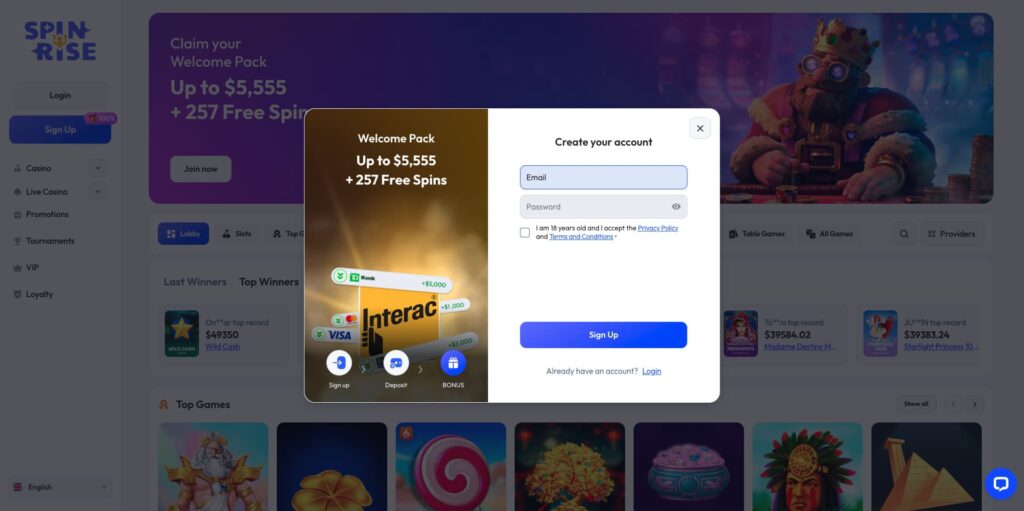 Spinrise Casino Registration