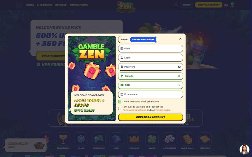 Gamblezen casino registration