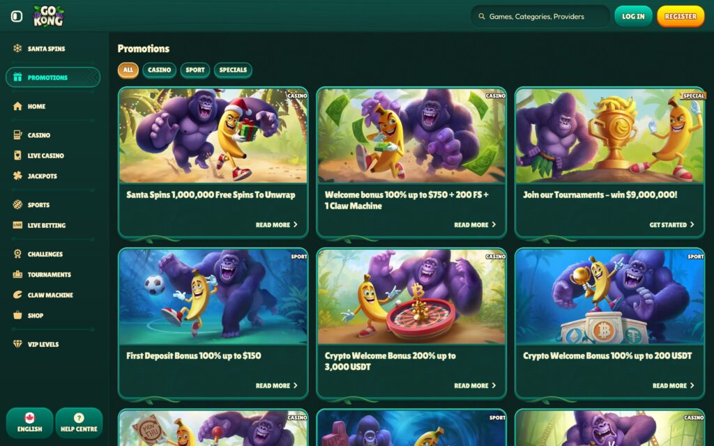 GoKong casino bonuses