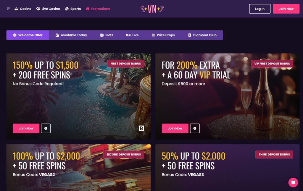 Vegas Now casino bonuses
