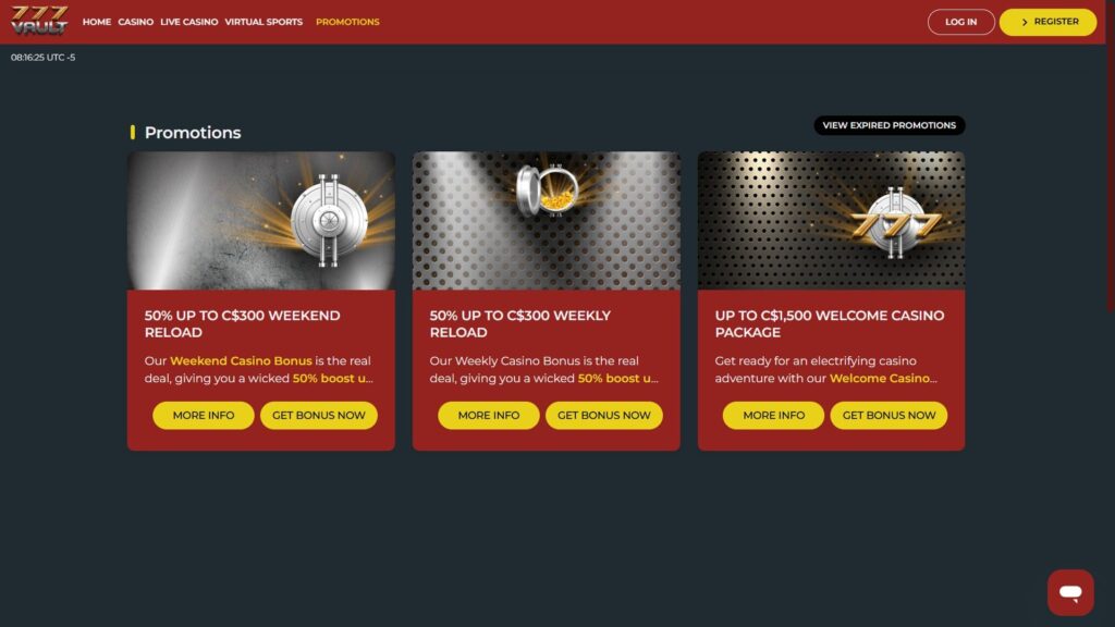 777Vault casino bonuses