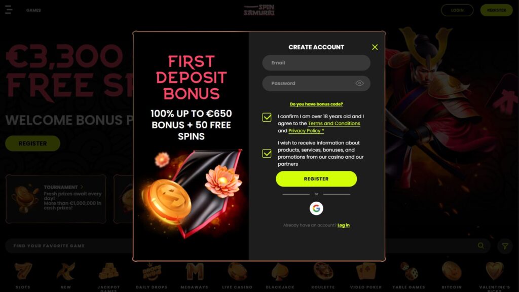 Spin Samurai casino registration