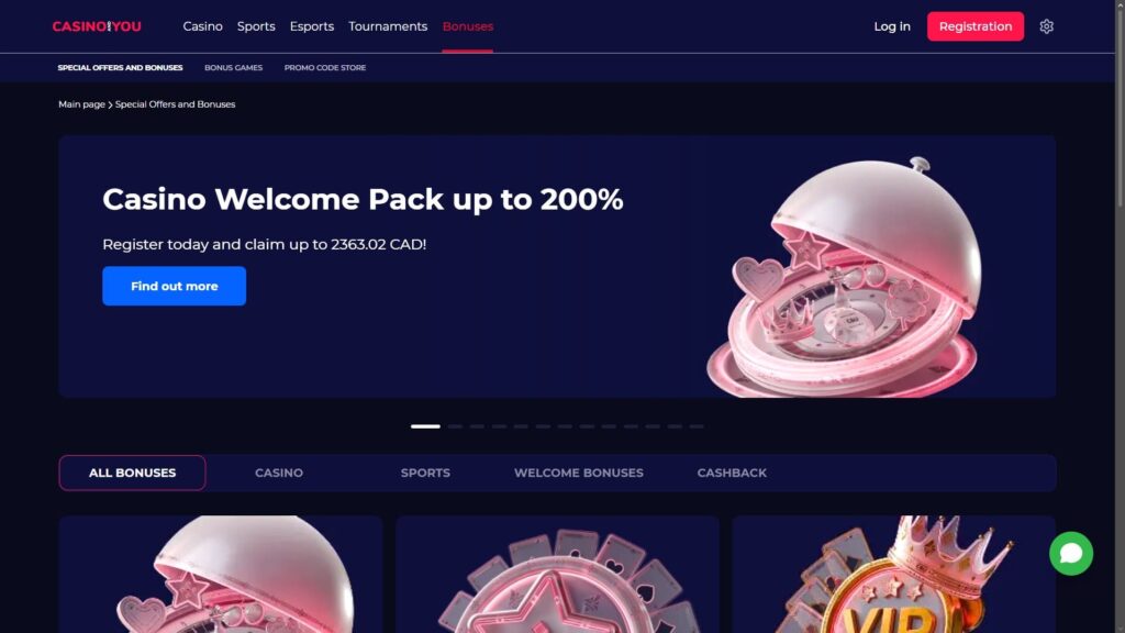 Casinoandyou bonuses
