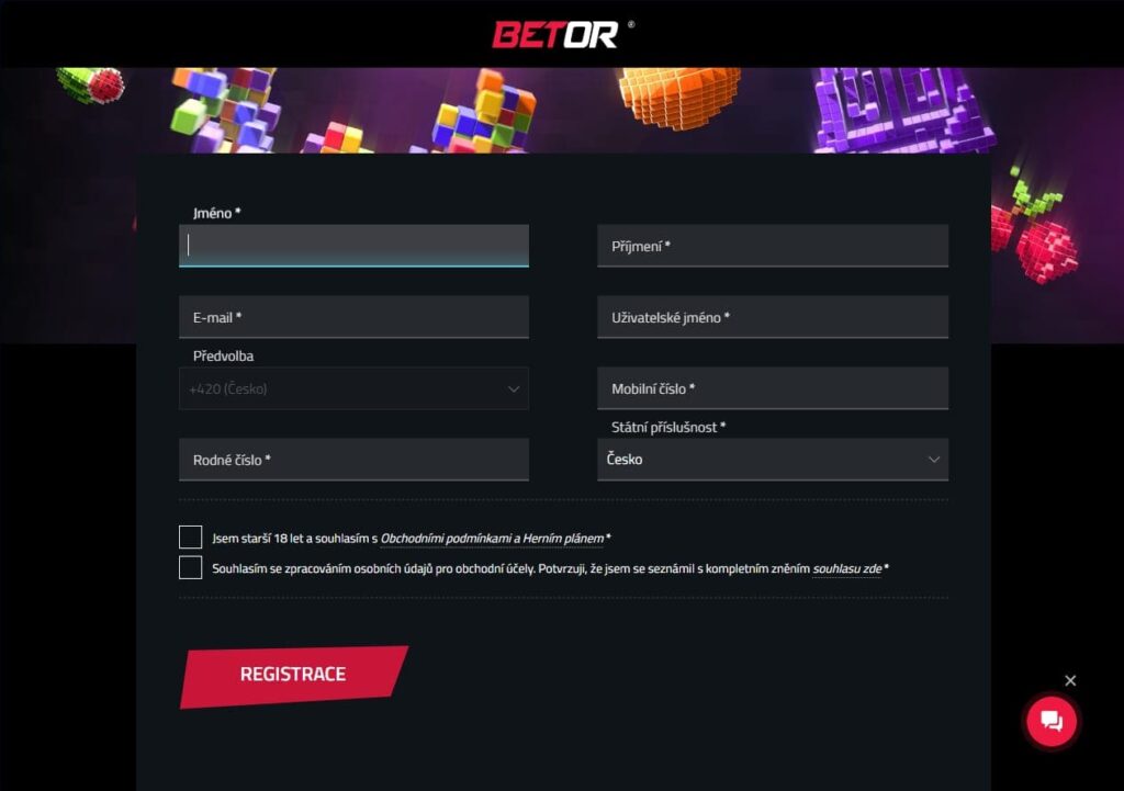 Betor Casino Registrace