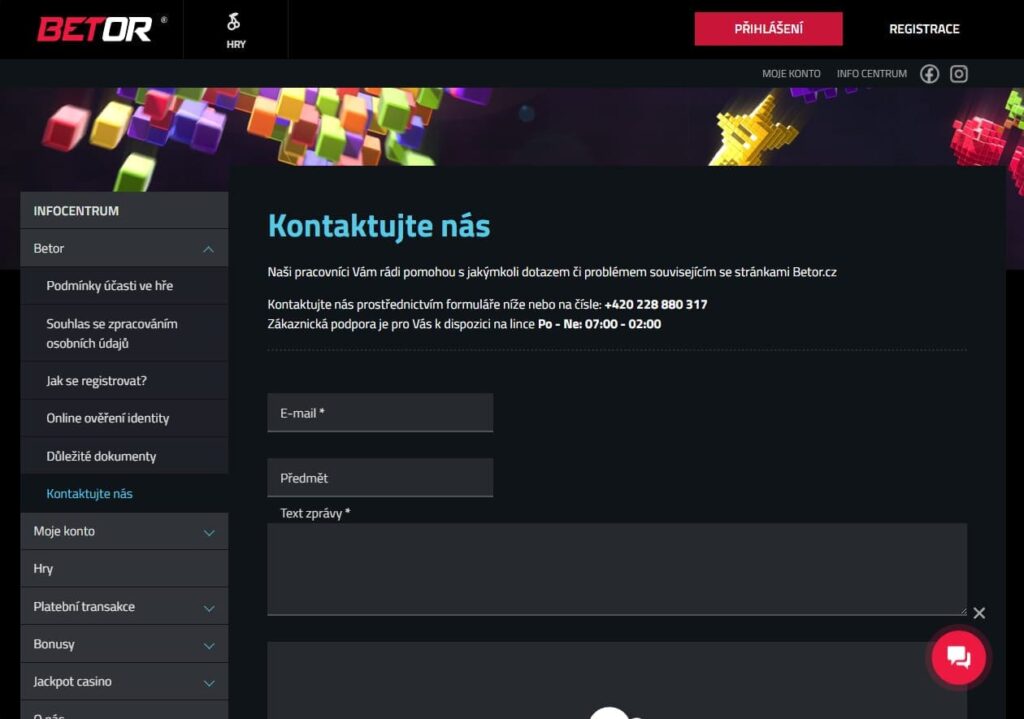 Betor Casino kontakty