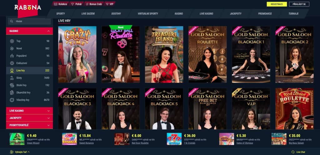 Rabona kasino s živými dealery