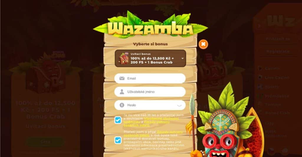 Wazamba registrace