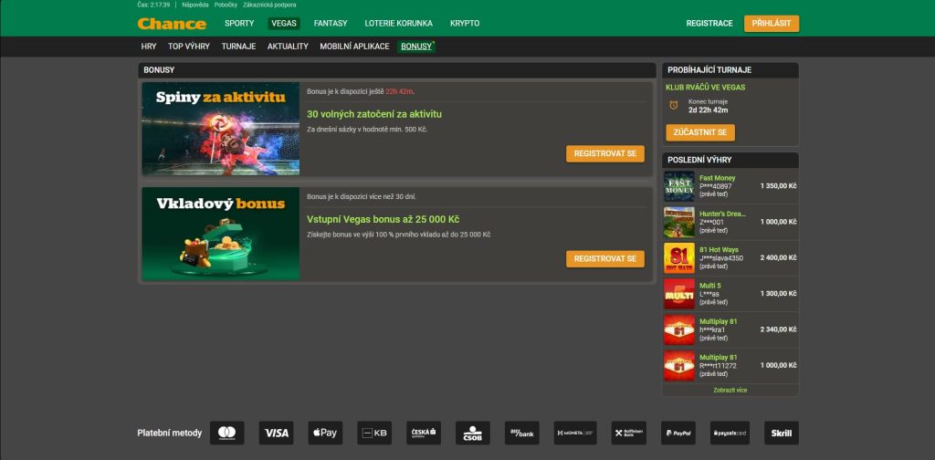 chance casino bonusy