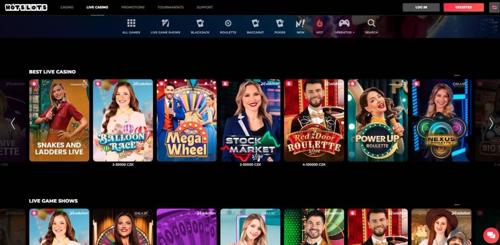 HotSlots casino s živými dealery
