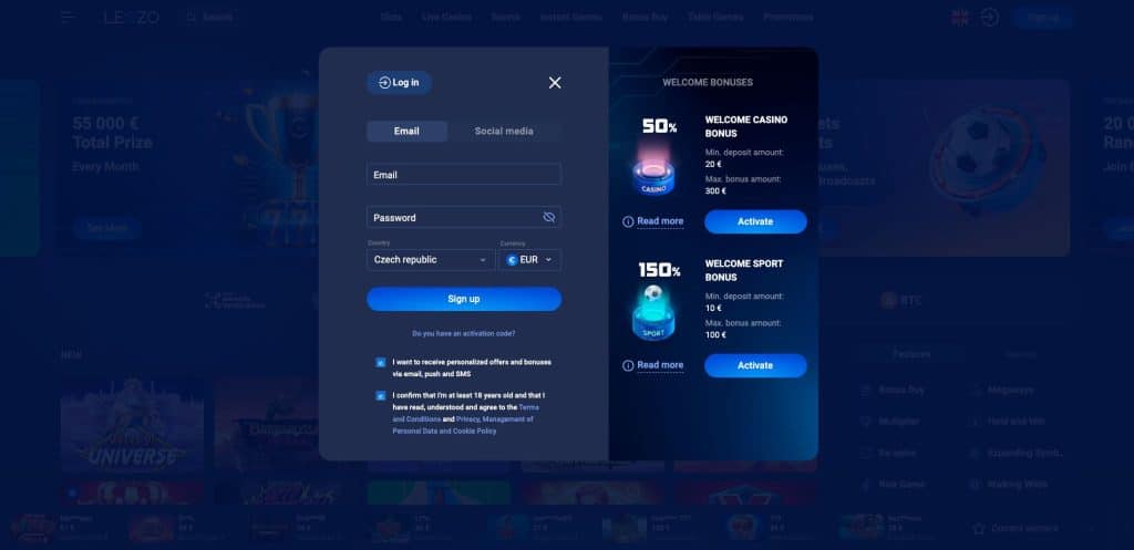 Legzo casino registrace