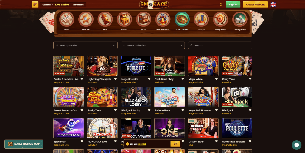 Smokace casino s živými dealery