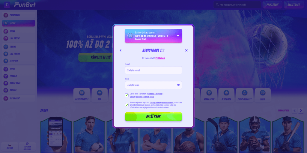 Funbet casino registrace