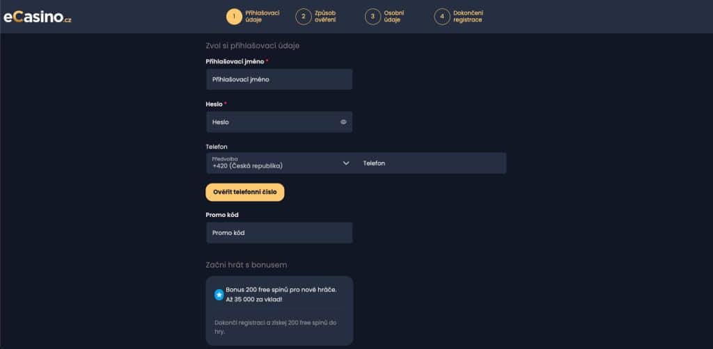 eCasino registrace