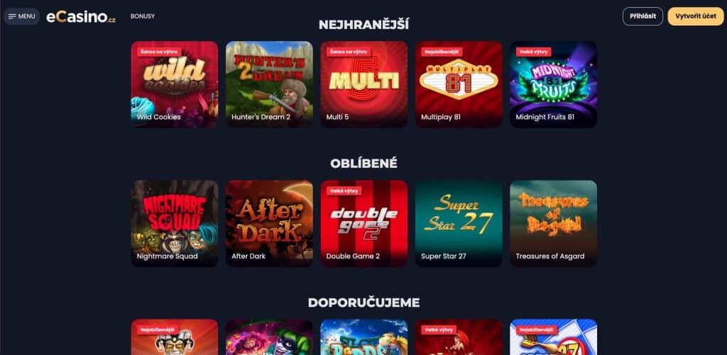 eCasino hrací automaty
