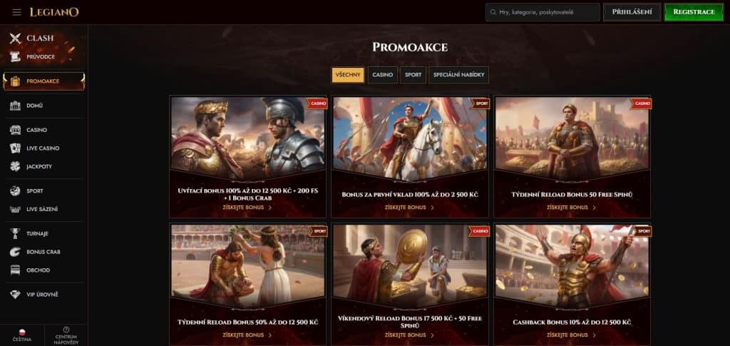Legiano casino bonusy