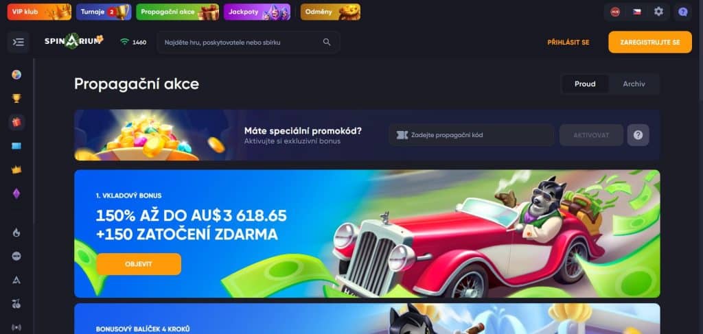 Spinarium casino bonusy