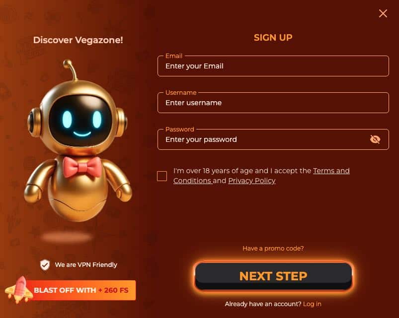 Vegazone casino registrace