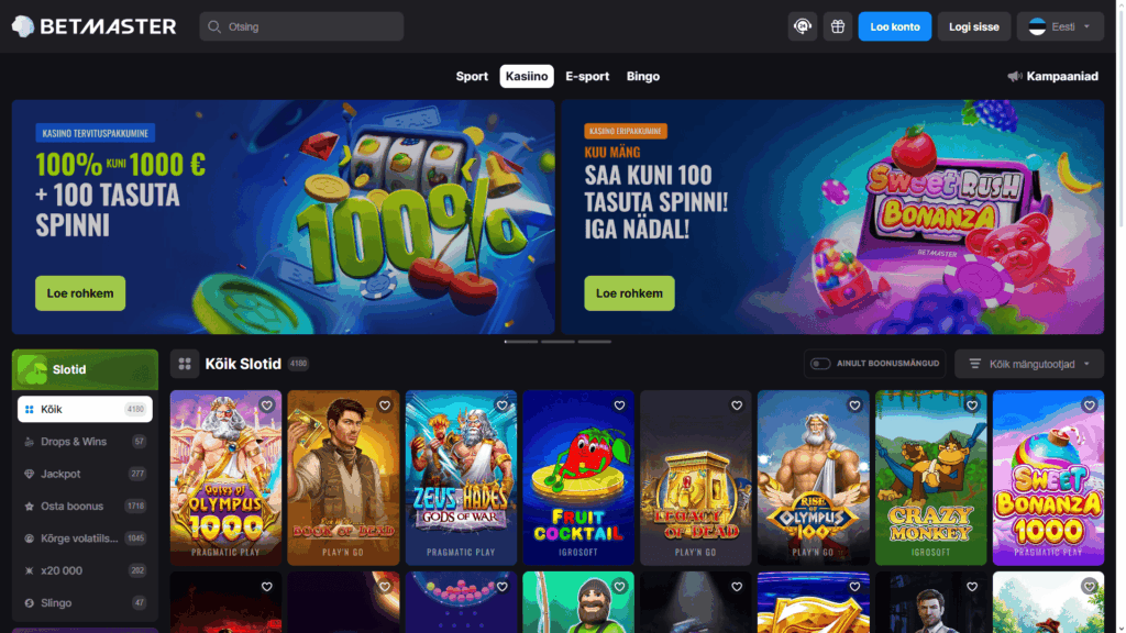 Betmaster kasiino slotimängud