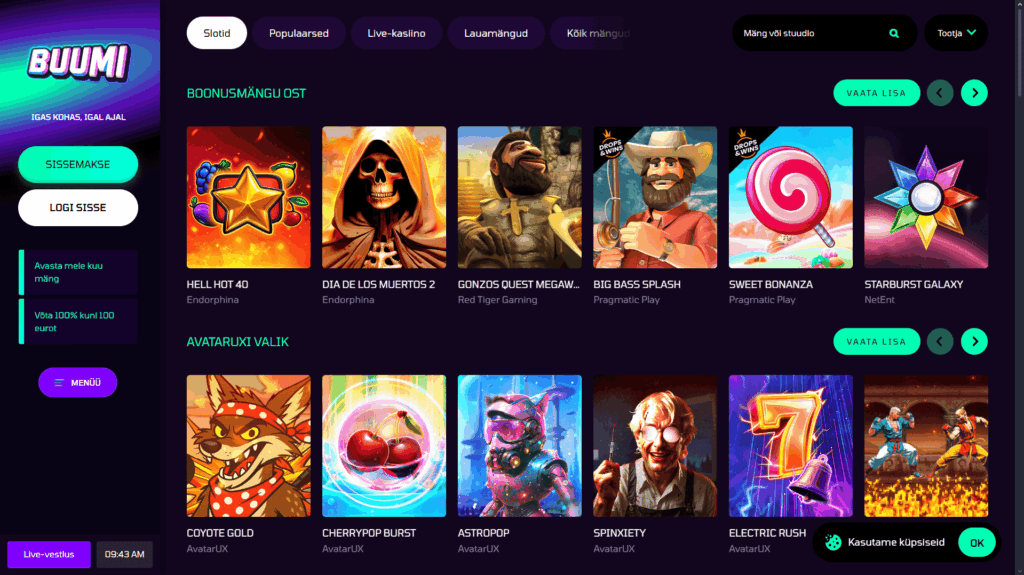 Buumi kasiino slotimängud
