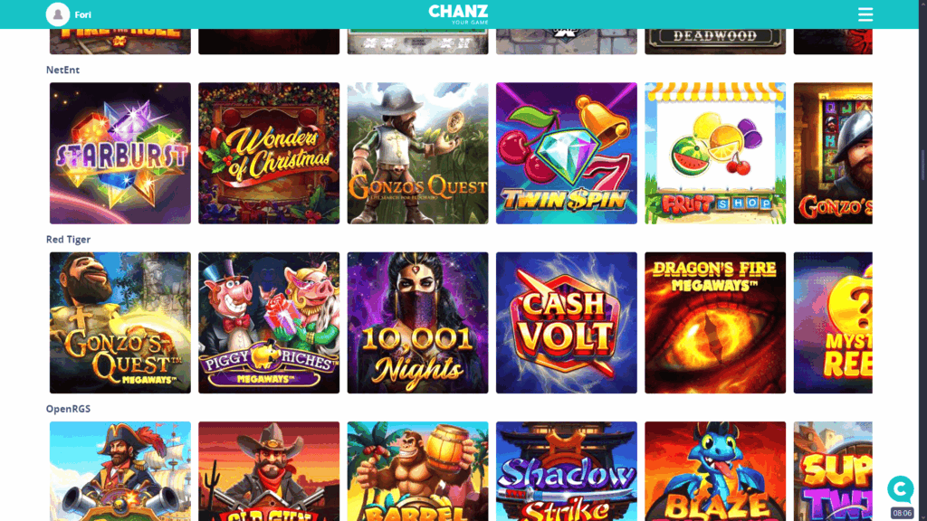Chanz kasiino slotimängud
