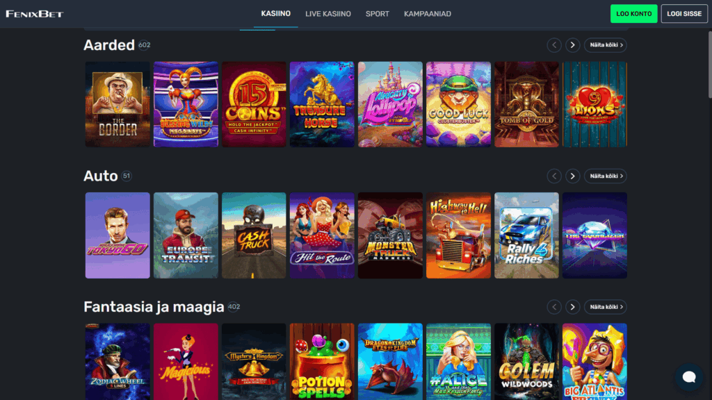 FenixBet kasiino slotimängud