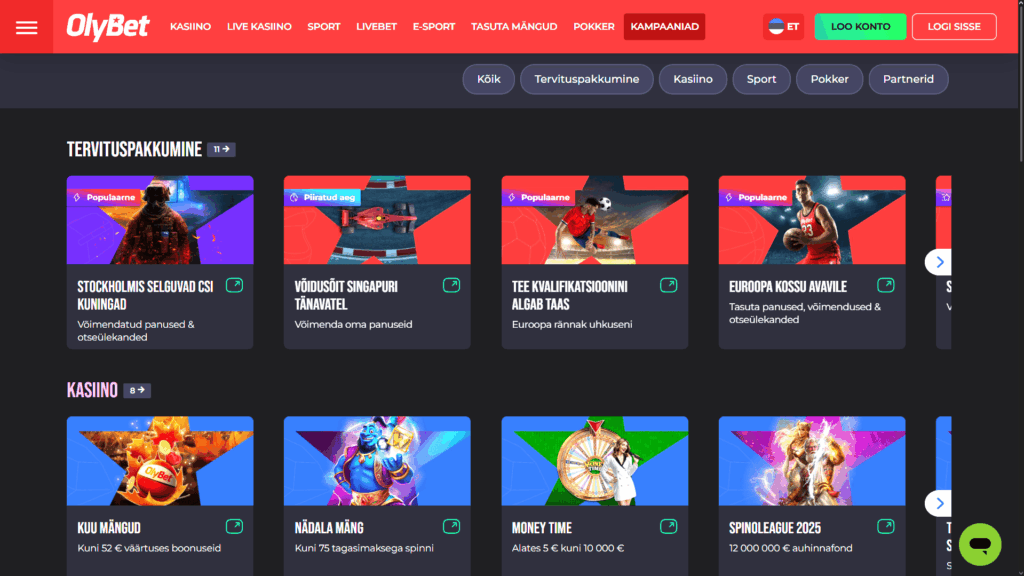 OlyBet kasiinokampaaniad