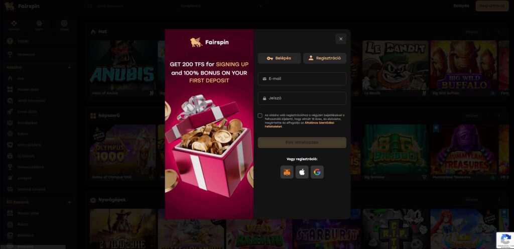 fairspin regisztracio
