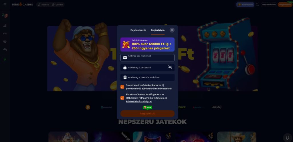 ninecasino regisztracio