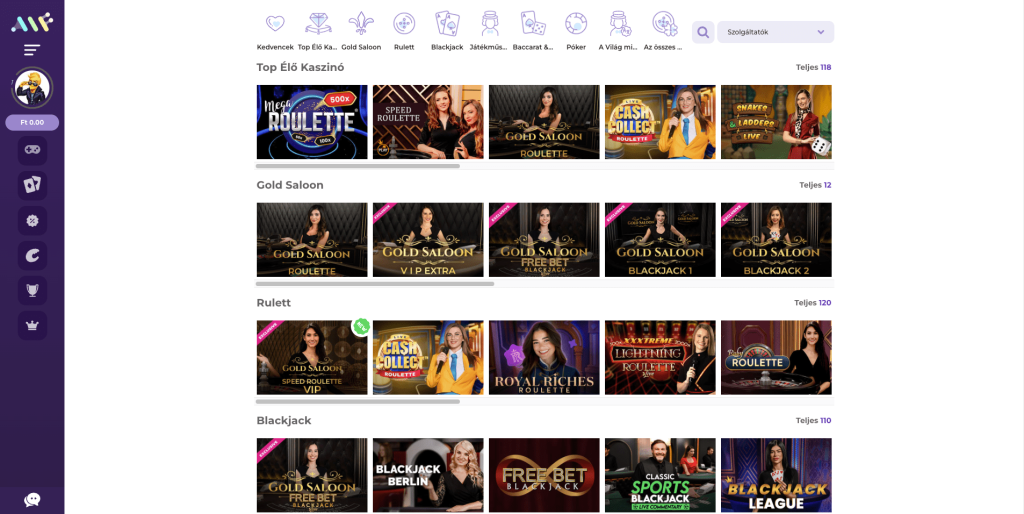 Alf Casino Élő játékok