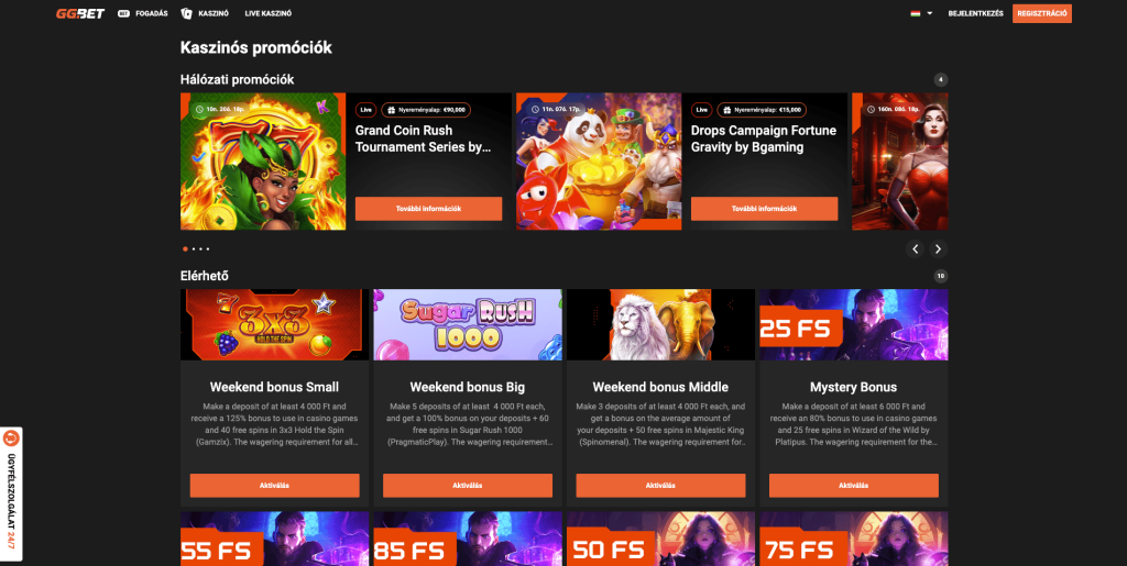 GGbet Casino bónuszok