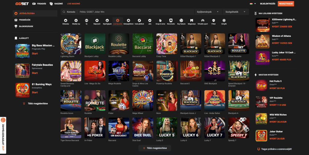 GGbet Casino Élő játékok