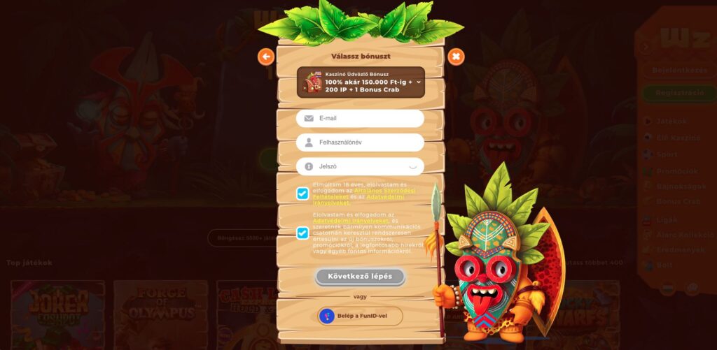 Wazamba Casino regisztráció