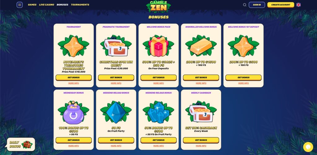 GambleZEN Casino bónuszok