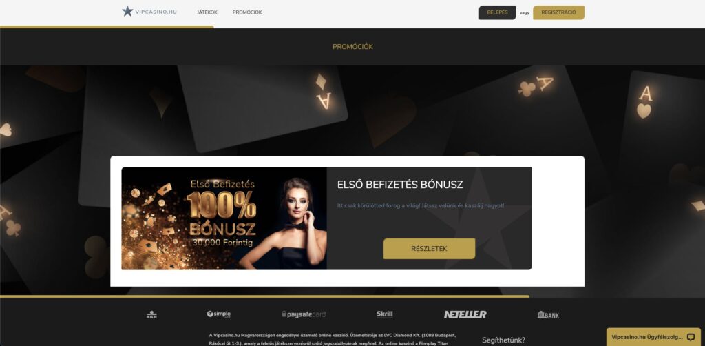 Vipcasino.hu bónuszok
