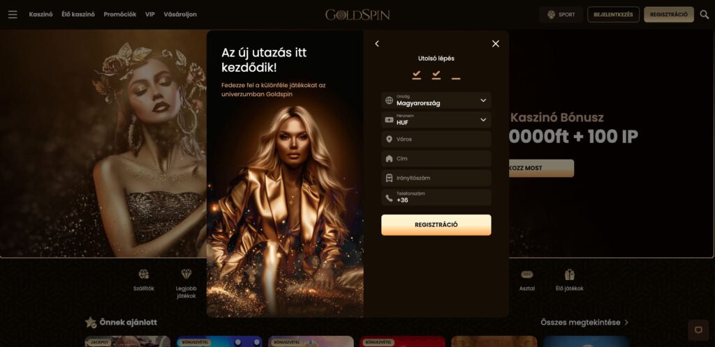 GoldSpin Casino regisztráció