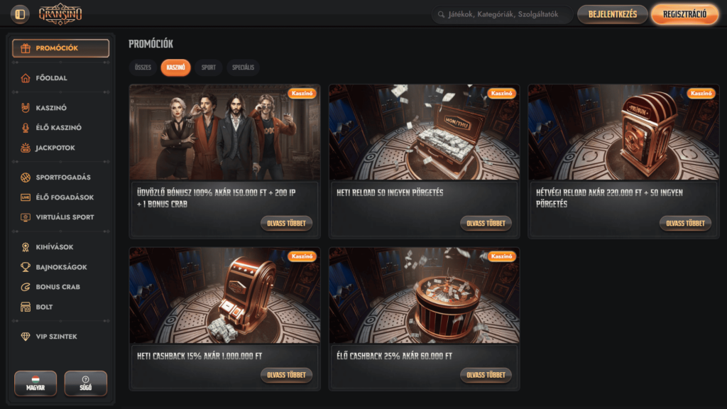 Gransino Casino bónuszok