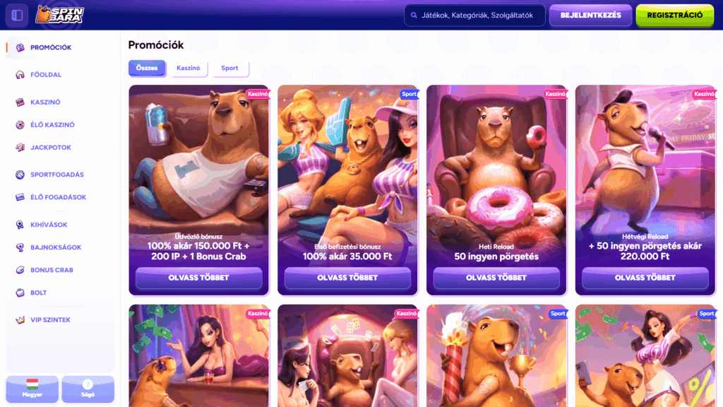 Spinbara Casino bónuszok